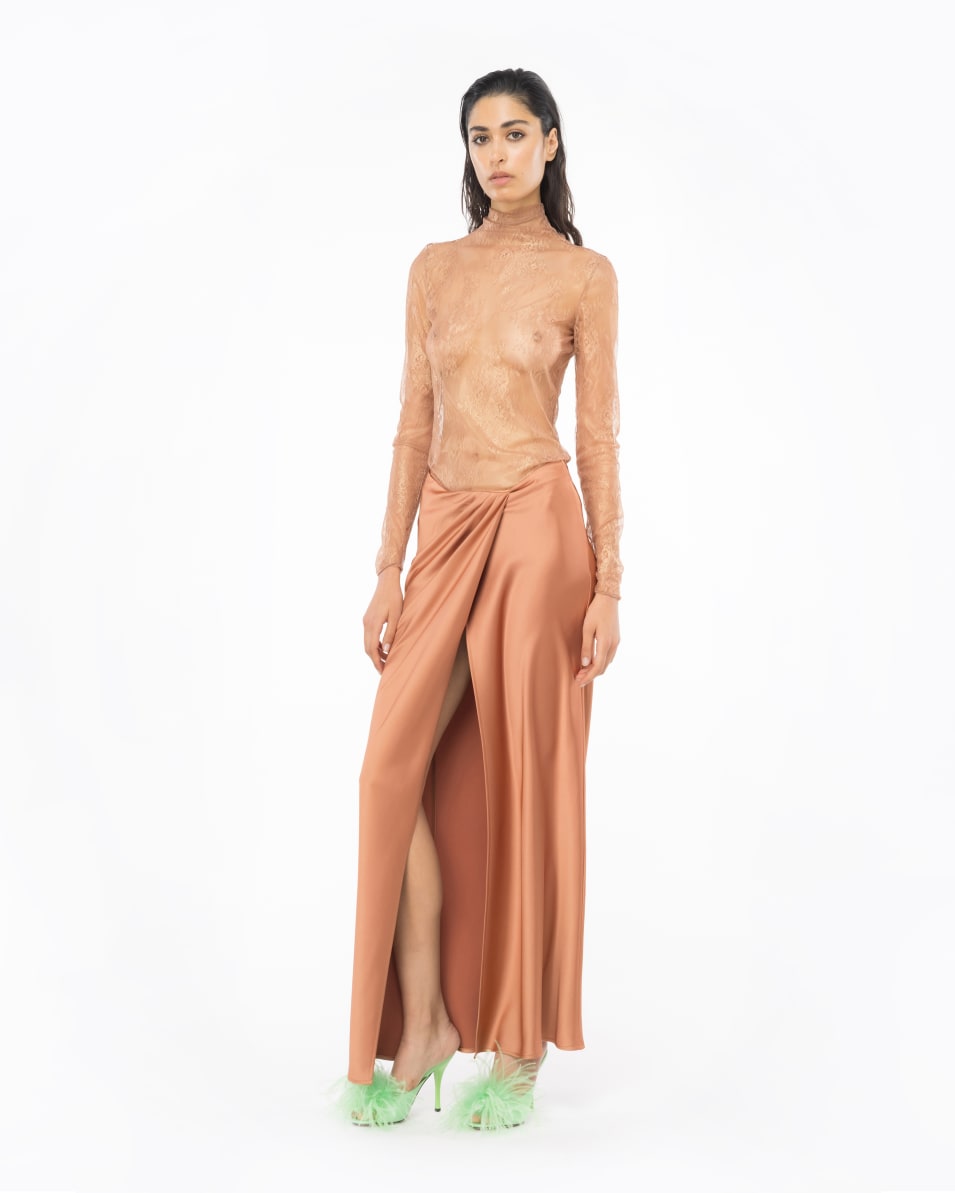 Pinko Eleganter Rock aus strukturiertem Satin Neueste Stile