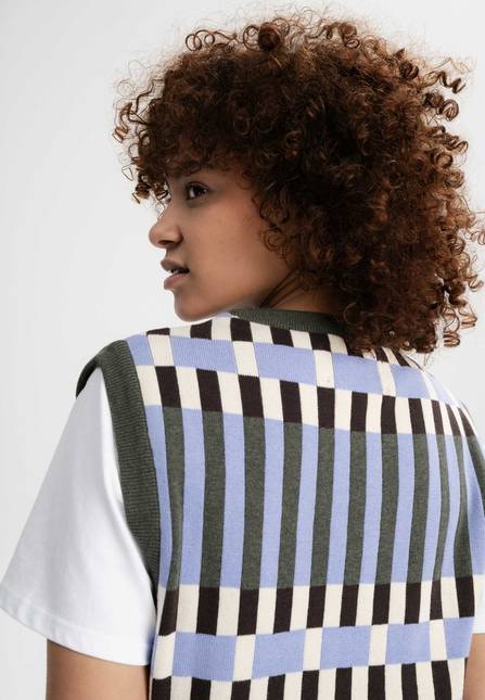 Melawear Damen Jacquard Strick Pullunder JAMUNA Vierteljährliche Förderung