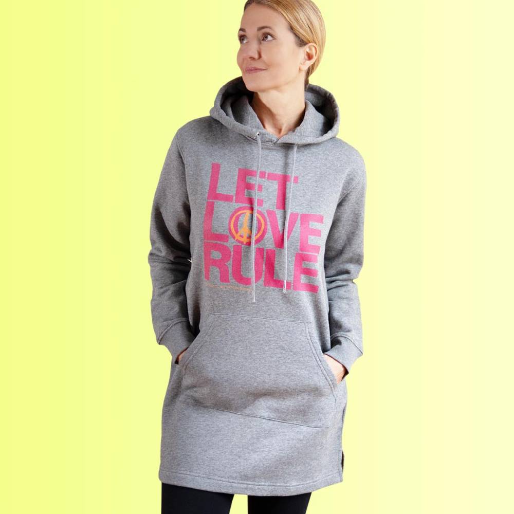 Natural Born Yogi Let Love Rule pink – Sweatshirt Hoodie-Kleid Saisonale Angebote