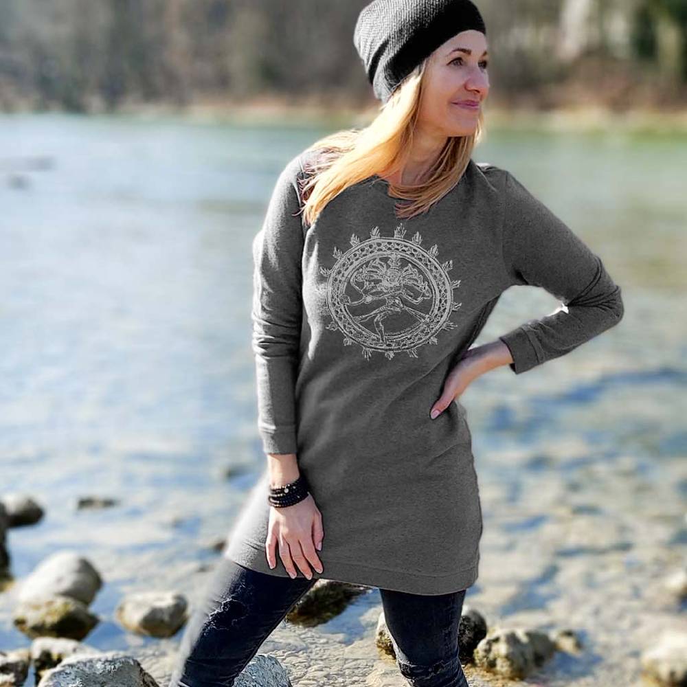 Natural Born Yogi Shiva Fever – Sweatshirt Kleid grau Tiefpreis
