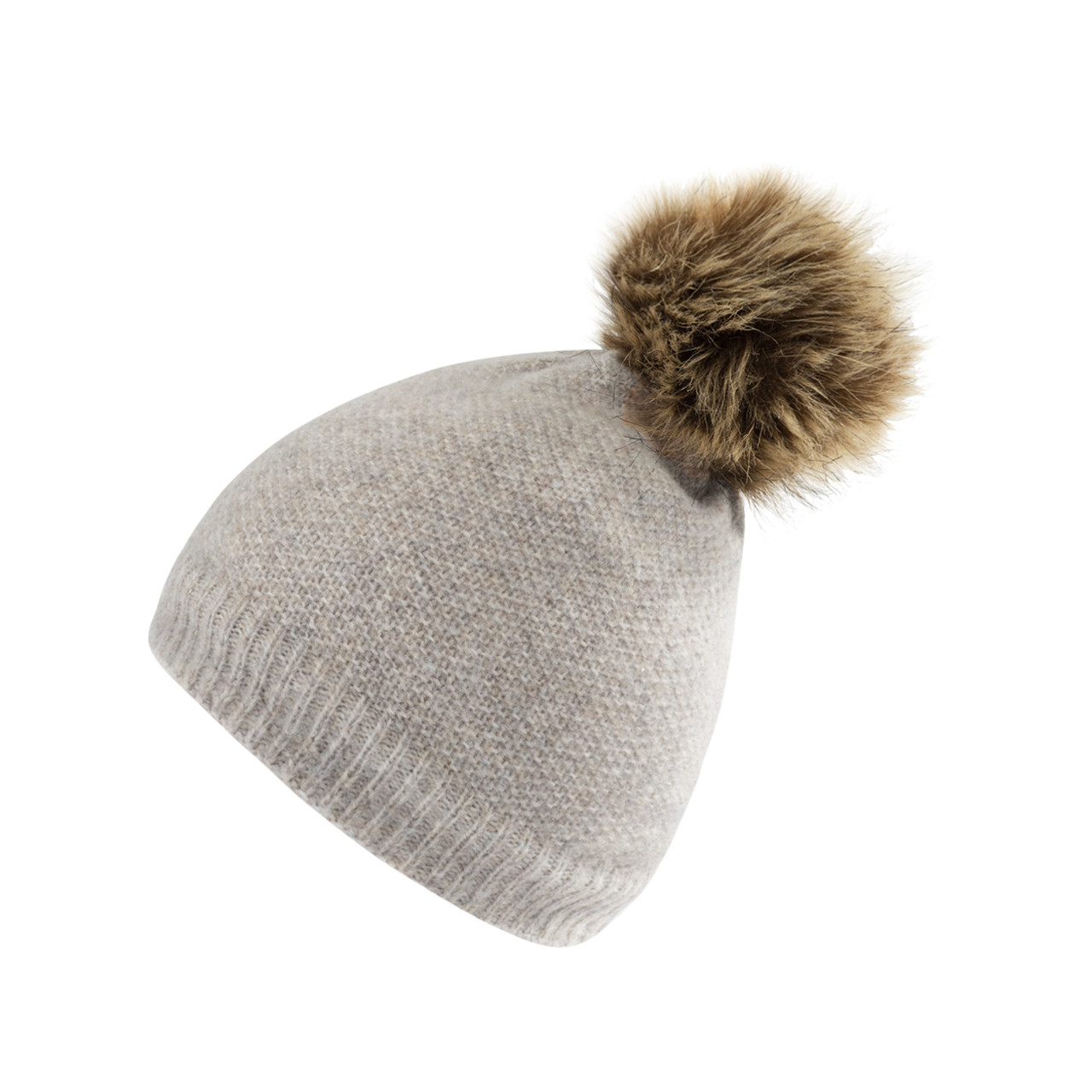 Nitzsche Accessoires Damenstrickmütze in melange Optik mit Kunstfell-Bommel Fabrik Onlineshop