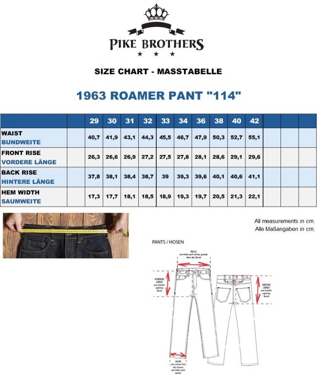 Pike Brothers 1963 Roamer Pant 15oz indigo 114 rinse Lagerräumung