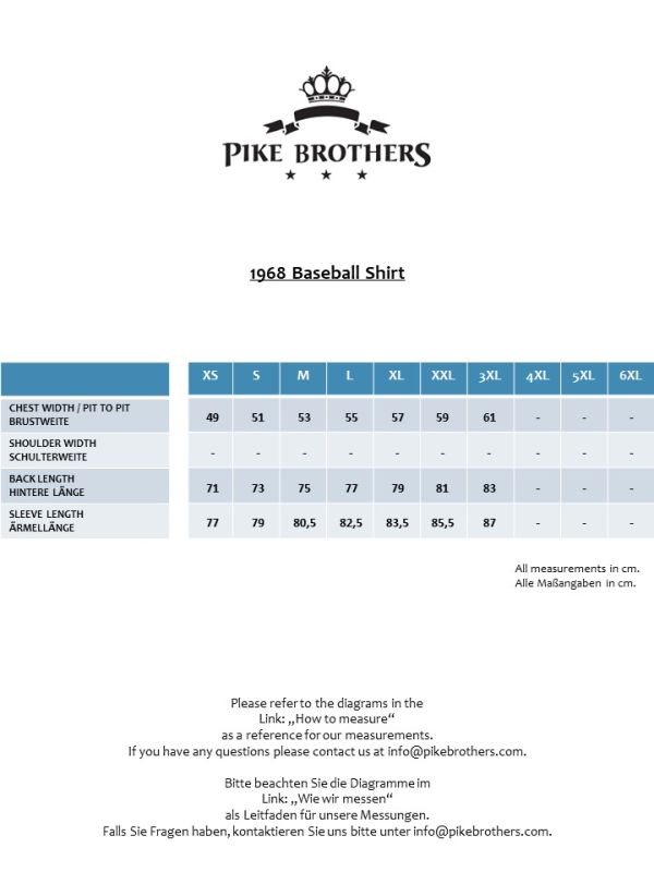 Pike Brothers 1968 Baseball Shirt Industry Vatertagsangebot