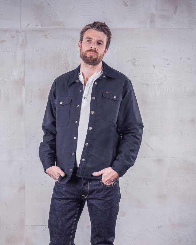 Pike Brothers 1967 CPO Shirt waxed blue Fabrik Onlineshop