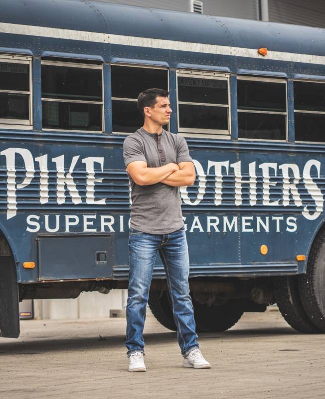 Pike Brothers 1927 Henley Shirt short sleeve ecru melange Sonderangebote