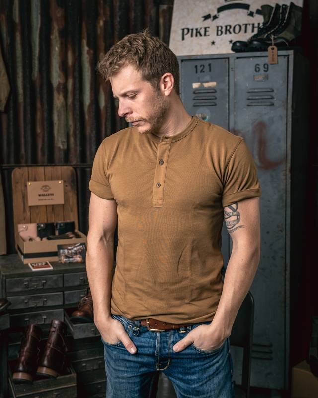 Pike Brothers 1927 Henley Shirt short sleeve Mojave brown Bis zu 65% Rabatt