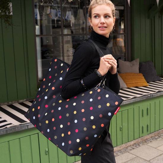 Reisenthel shopper XL dots (Strandtasche,schwarz) Großer Ausverkauf