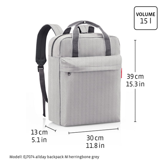 Reisenthel allday backpack M twist silver (Rucksack,grau) Letzte 3 Tage