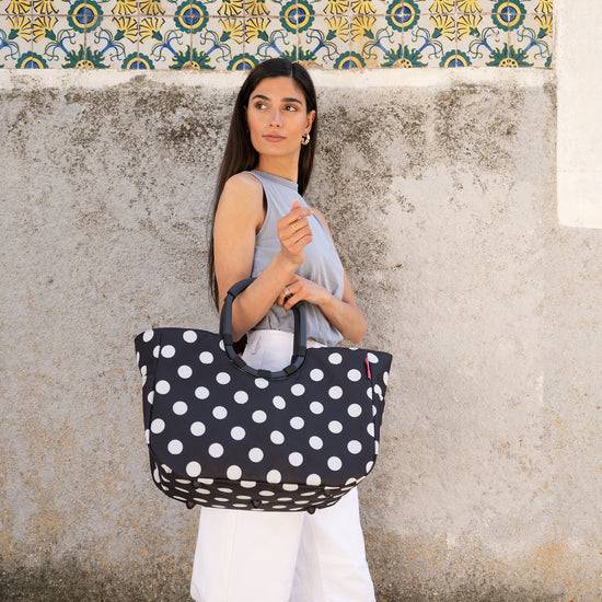 Reisenthel loopshopper L frame dots white (Einkaufstasche,schwarz) Tiefpreis