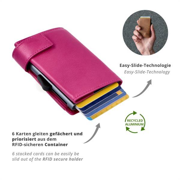 SecWal Kartenetui mit Münzfach Druckknopf Geldbörse aus Leder Super Sparpreis