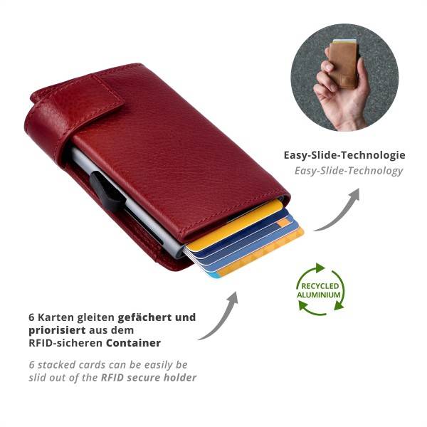 SecWal Kartenetui mit Münzfach Druckknopf Geldbörse aus Leder Wochenangebot