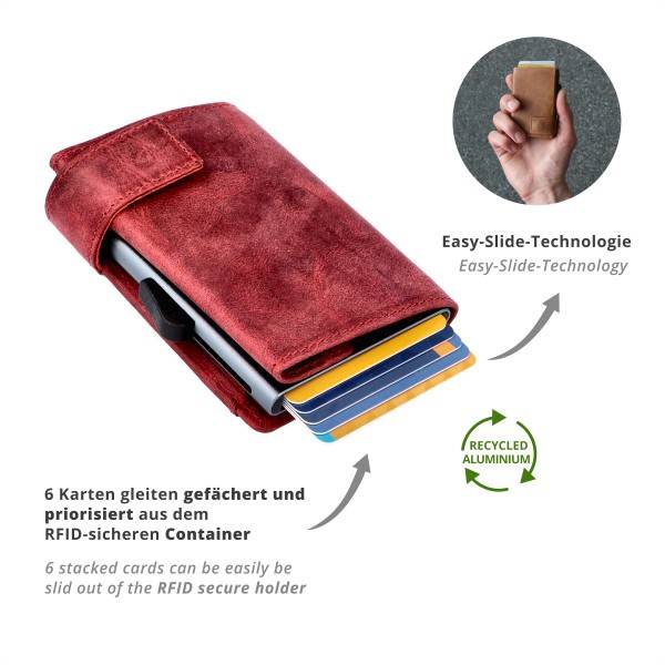 SecWal Kartenetui mit Münzfach Druckknopf Geldbörse aus Leder Letzter Tag