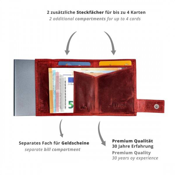 SecWal Kartenetui mit Münzfach Druckknopf Geldbörse aus Leder Letzter Tag