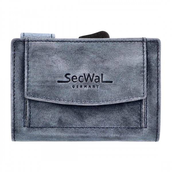 SecWal Kartenetui mit Münzfach Druckknopf Geldbörse aus Leder Zeitbegrenzte Promotion