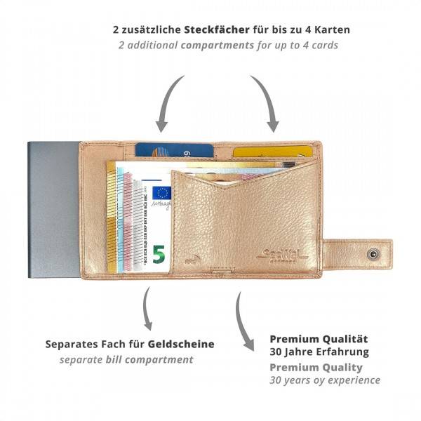SecWal Kartenetui mit Münzfach Druckknopf Geldbörse aus Leder Riesige Rabatte