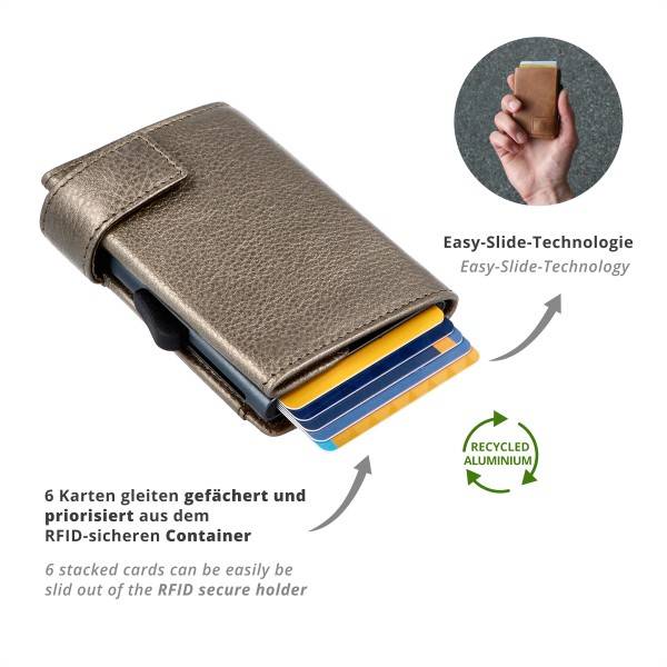 SecWal Kartenetui mit Münzfach Druckknopf Geldbörse aus Leder 50% Rabatt mit kostenlosem Versand