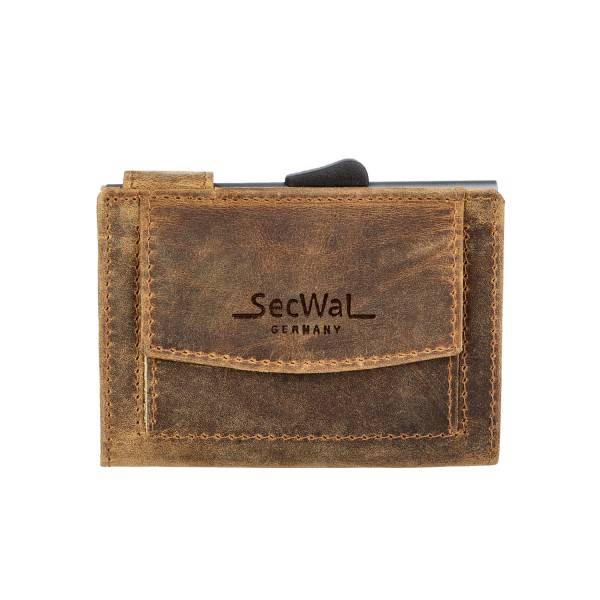 SecWal Kartenetui mit Münzfach Druckknopf Geldbörse geprägt aus Leder Black Friday Preise