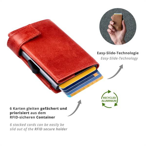 SecWal Kartenetui mit Münzfach Reißverschluss Geldbörse aus Leder Begrenztes Angebot