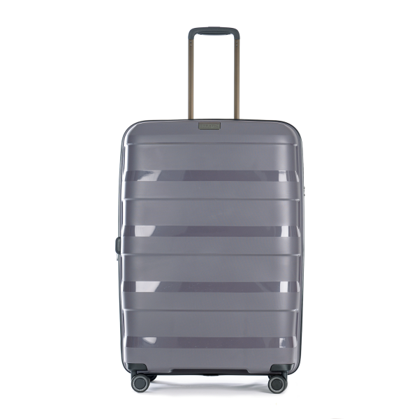 Stratic Straw + - Hartschalen Koffer L (75 cm), 4 Doppelrollen, TSA Schloss, Reißverschlussvariante, Erweiterungsfalte dark grey VIP-Rabatte